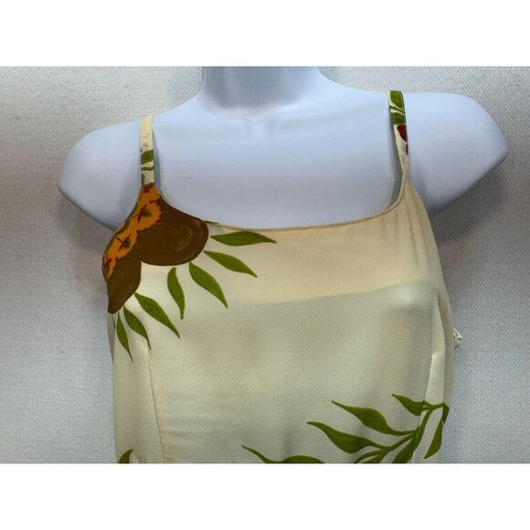 RUNVS Women's Long Maxi Dress Size S Multi Leaf Patchwork Sleeveless Back Tie - Picture 6 of 13